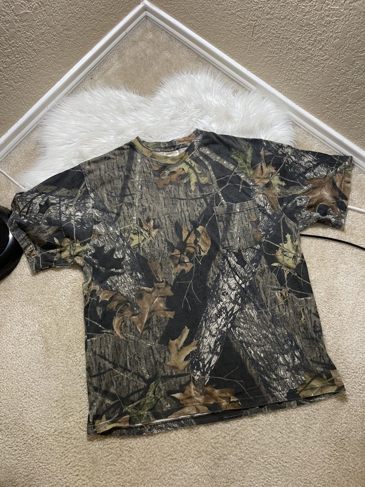 Field Staff Pocket T-Shirt Mens XL Brown Camo Excellent Mossy Oak Brush