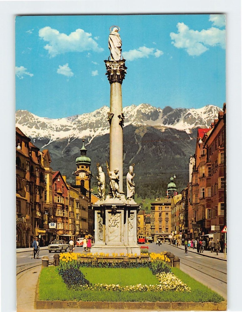 Postcard Maria Theresia Street with the statue of St. Anne Innsbruck Austria