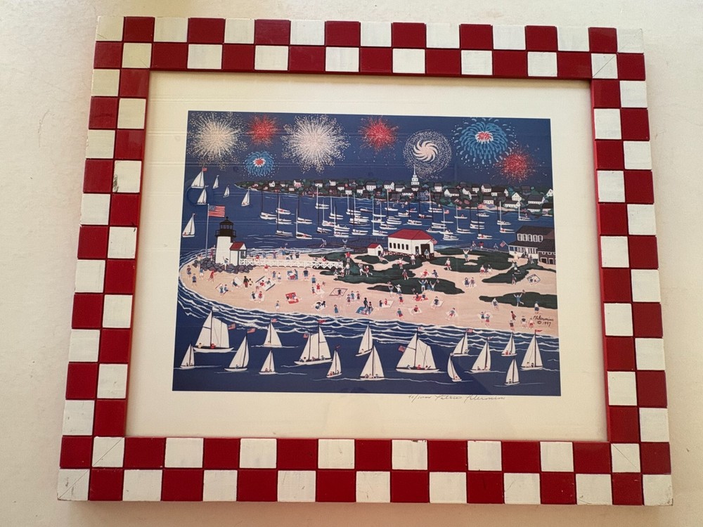 PAT PALERMINO Framed Brant Point Lighthouse Nantucket Signed & Numbered Print