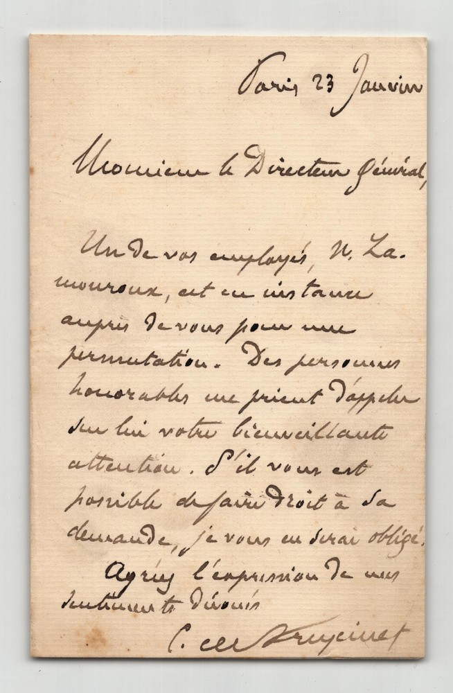 Charles-Louis De Saulces De Freycinet - Signed Autograph Letter