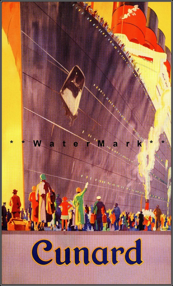 Cunard Ocean Liner 1920 SS Mauretania Vintage Poster Print Retro Style Ship Art