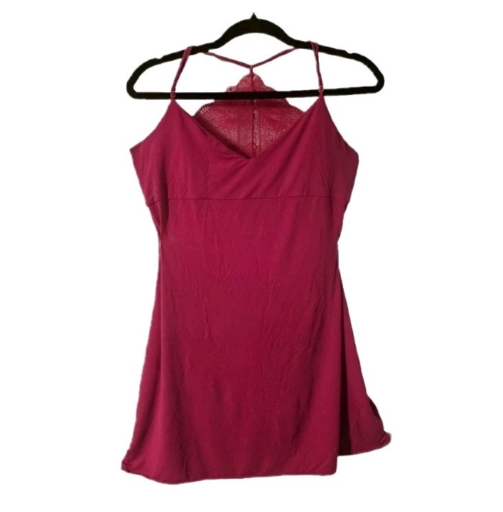 Victoria’s Secret Pink Modal Slip Dress L Cut-Out Lace Back Ultra Soft Stretch
