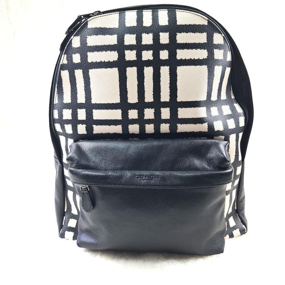Coach Charles Pattern Backpack Black & White Used