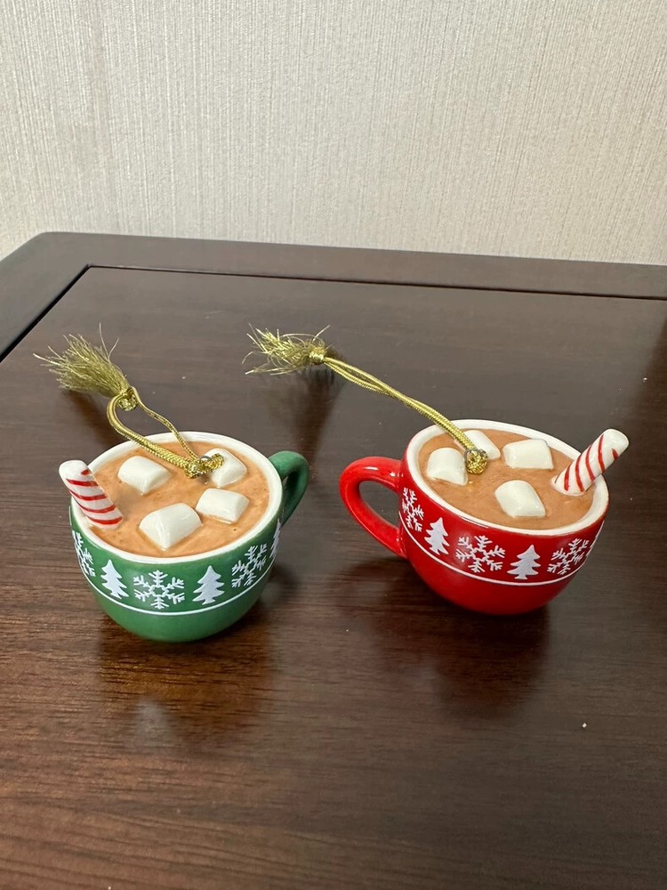 LENOX Cotton Candy Coffee Cup Ornament 2PCS Collectible Sculpture Pendant