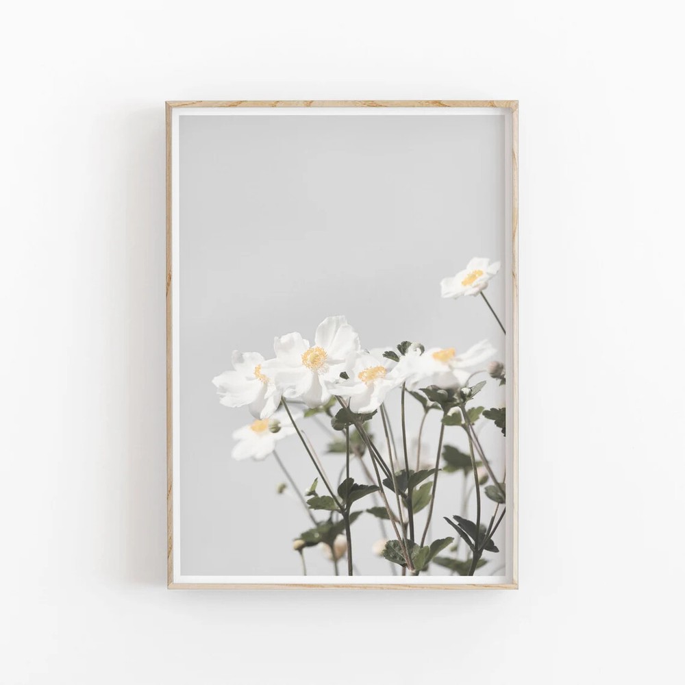 White Flowers Wall Art Poster Premium Quality Choose your Size