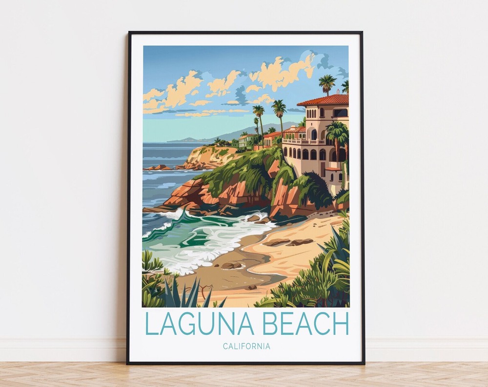 Laguna Beach California Travel Poster California Wall Art Laguna Beach Print
