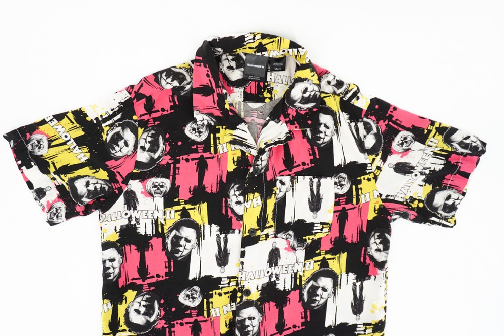 Men’s Halloween II Michael Myers Shirt Button-Up Short Sleeve Size Small