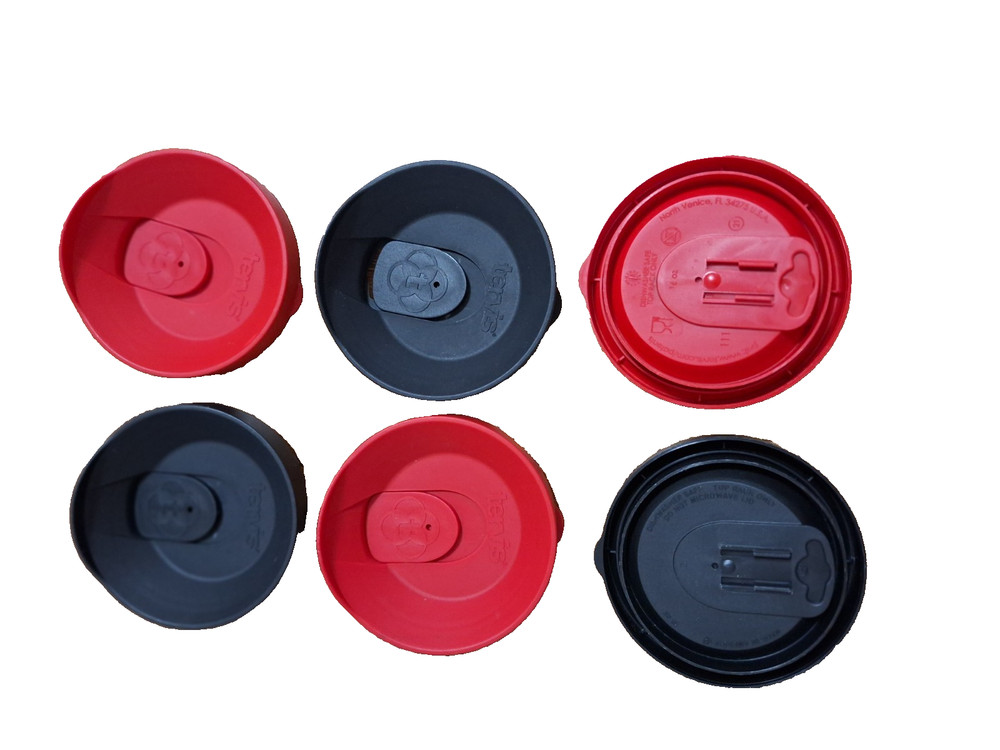 Tervis Tumbler Travel Lids with Slider Genuine 16oz. Black and Red 6 Pack