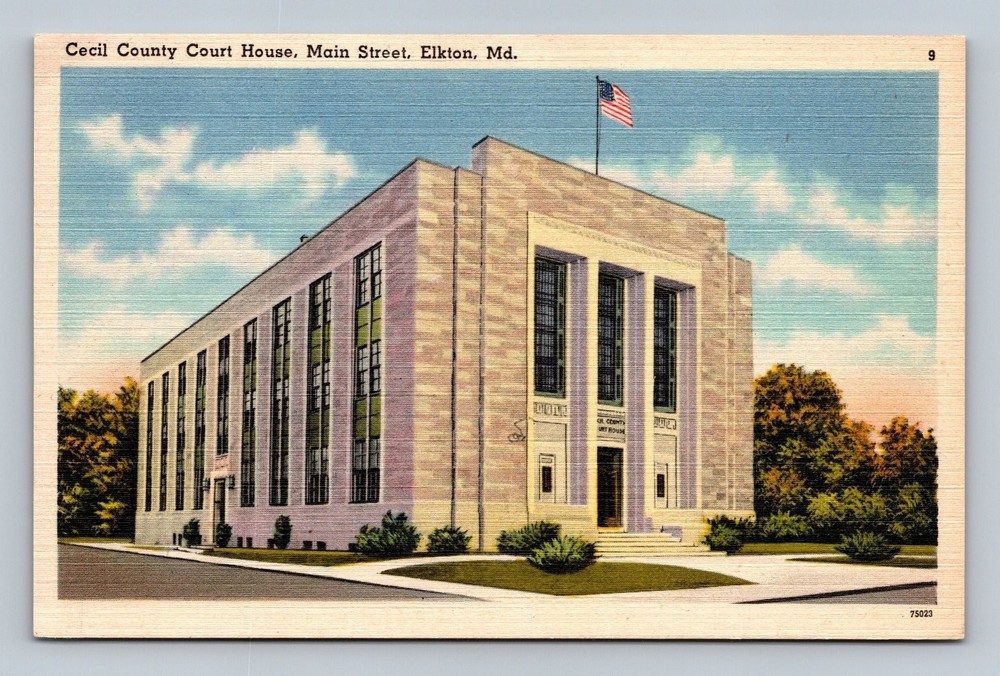 Vintage Linen Postcard Cecil County Courthouse Elkton Maryland
