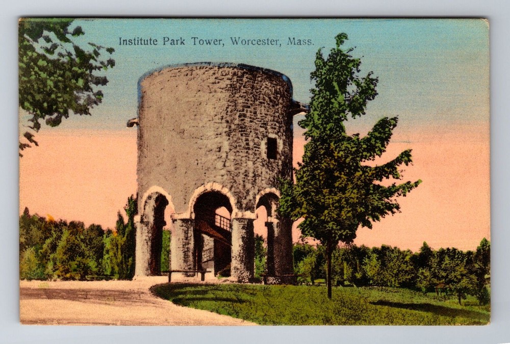 Worcester MA-Massachusetts, Institute Park Tower, Vintage c1907 Postcard