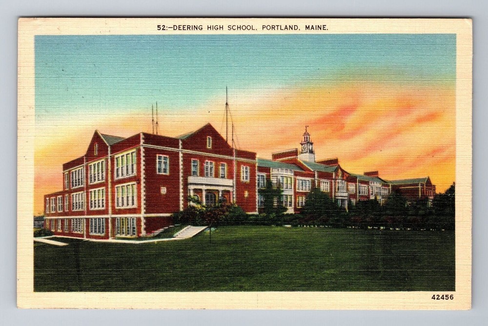 Portland ME-Maine, Deering High School, Vintage Postcard
