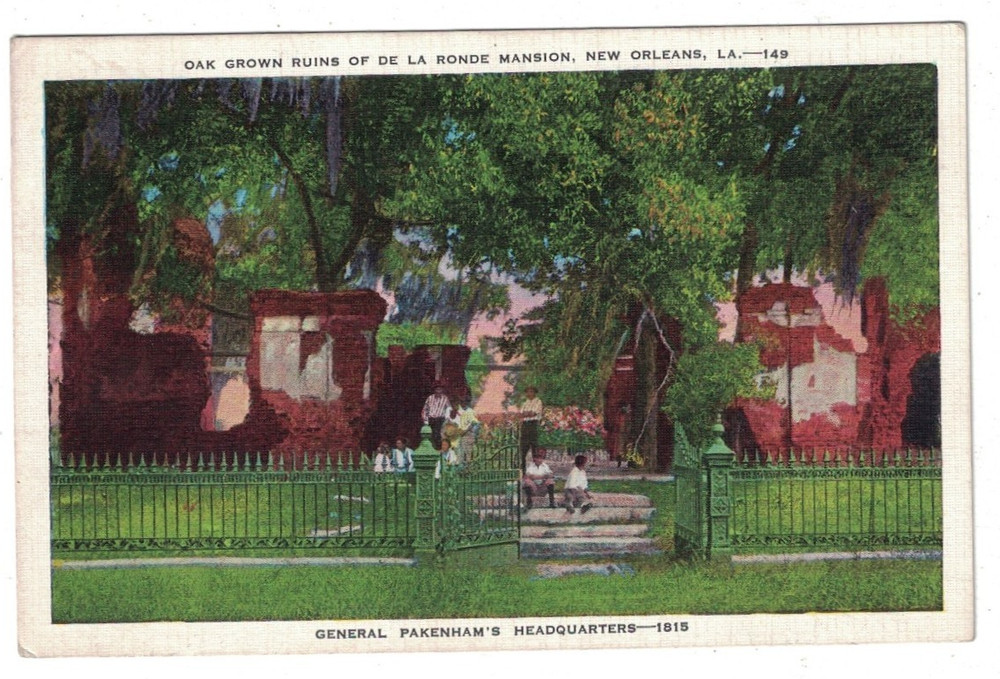 1930 Oak Grown Ruins De La Ronde Mansion Pakenham's Hq 1815 New Orleans La. Pc