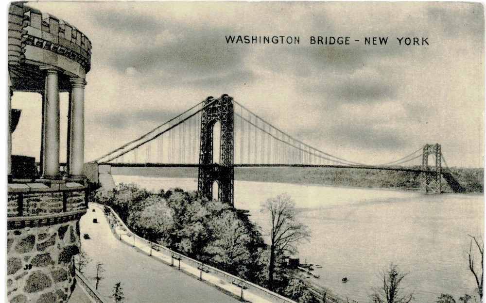 NYC George Washington Bridge Dramatic Manhattan Card Co 1950 New York City