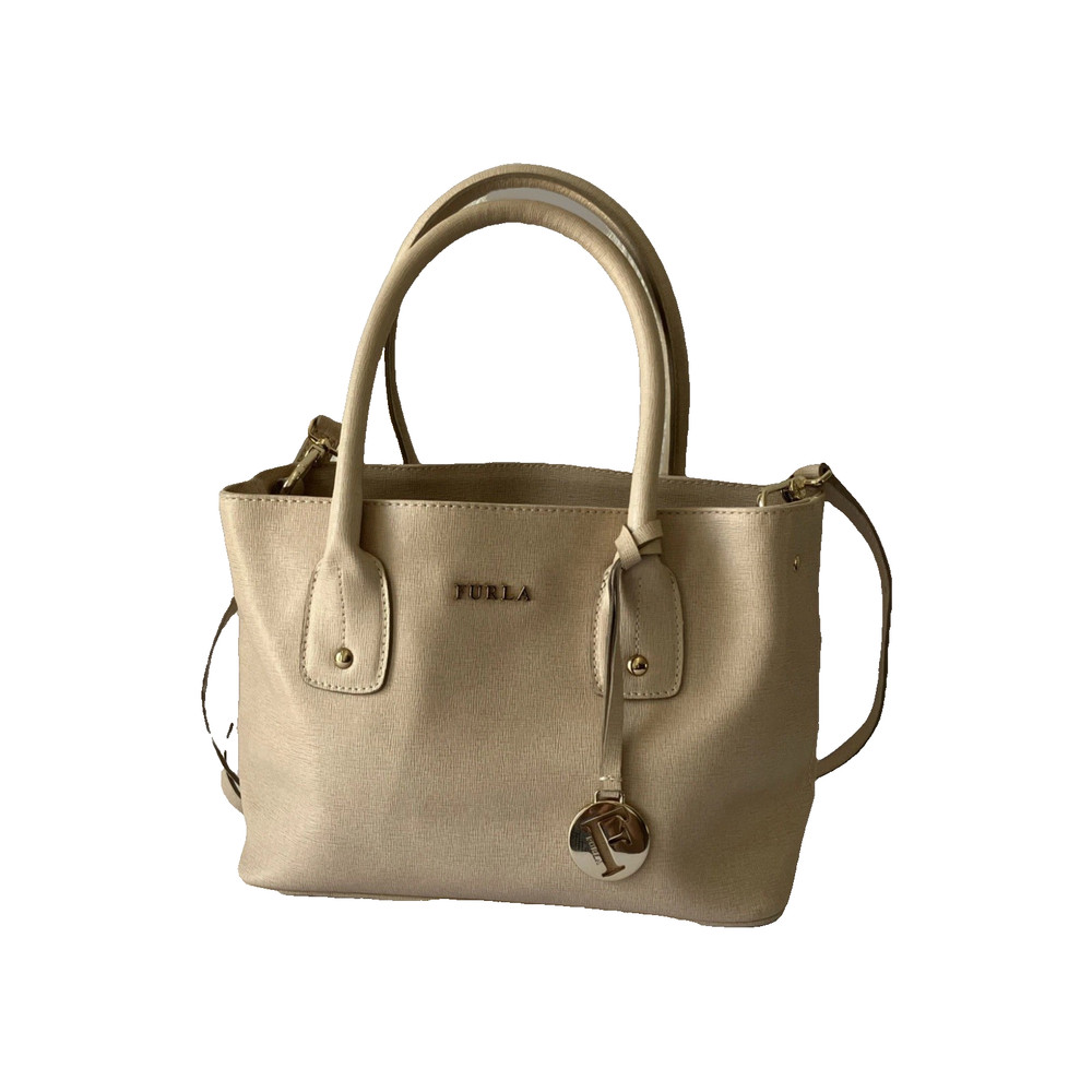 FURLA Beige/Tan Saffiano Lthr Small Josi Tote/Xbody Bag Made in Italy