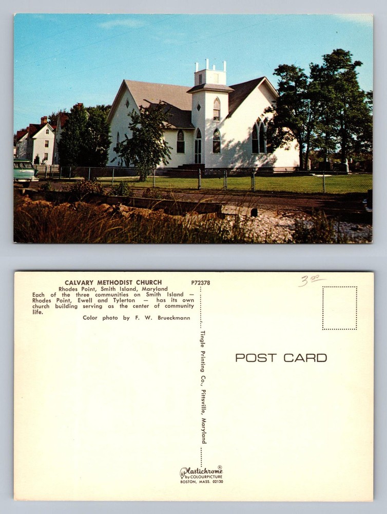 Smith Island, MD-Maryland, Calvary Methodist Church Card Vintage Postcard