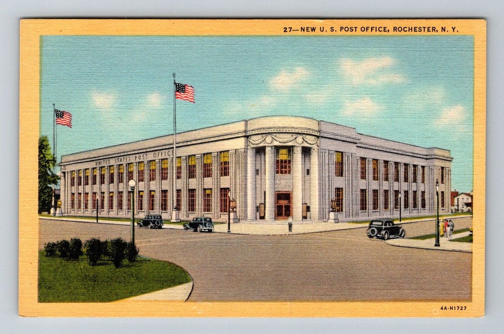 Rochester, NY-New York, New U.S. Post Office Corner View Vintage Postcard