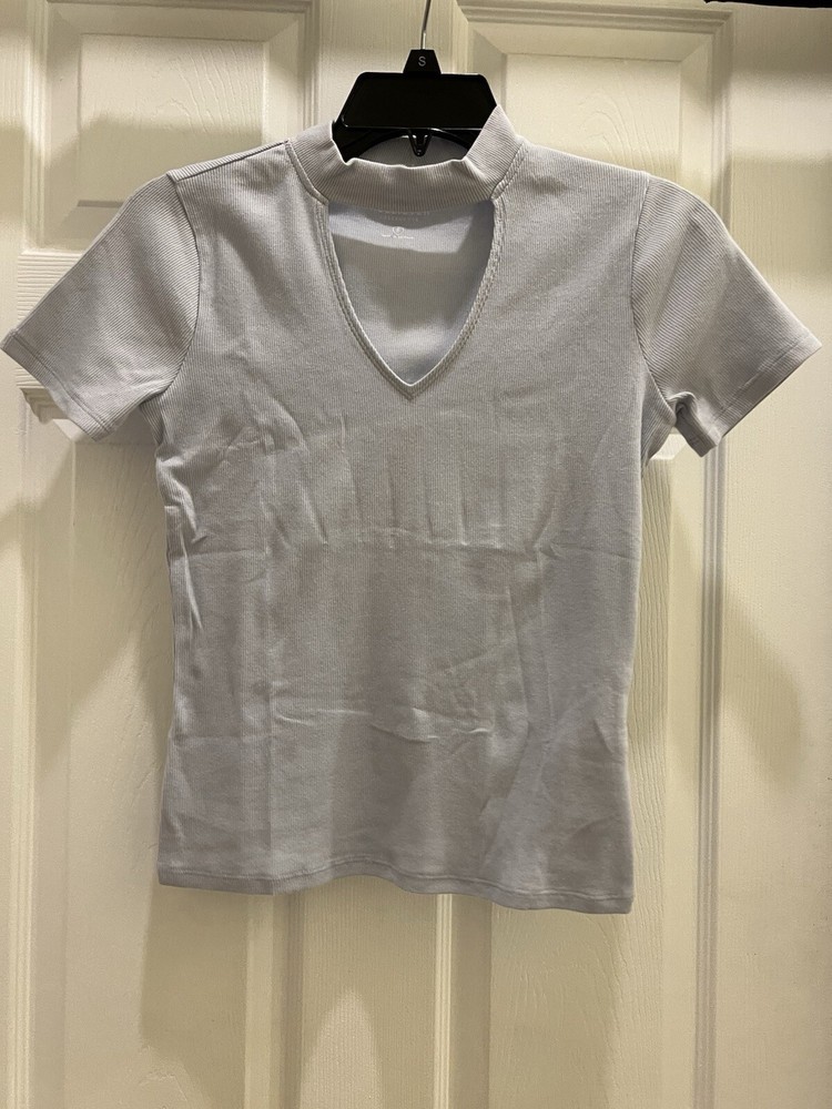 Hollister Juniors Womens Baby Tee Short Sleeve Blue Size S Cropped