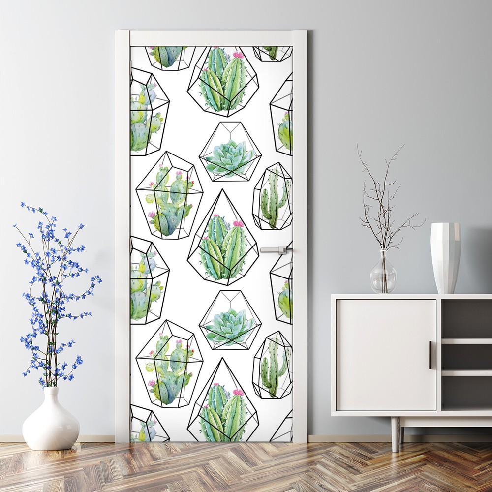 Cactus Pattern Bubble-Free Self-Adhesive Door Decal