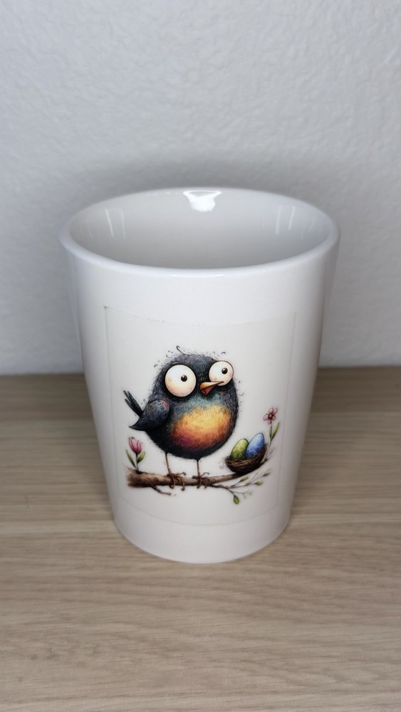 Cute Bird Coffee Mug – Funny Colorful Bird Illustration Ceramic Cup, Gift