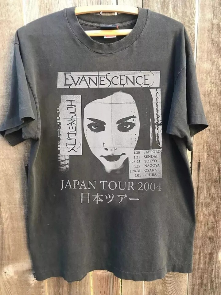 Evanescence Japan Tour Charcoal Short Sleeve Unisex T-shirt Reprint S-5XL