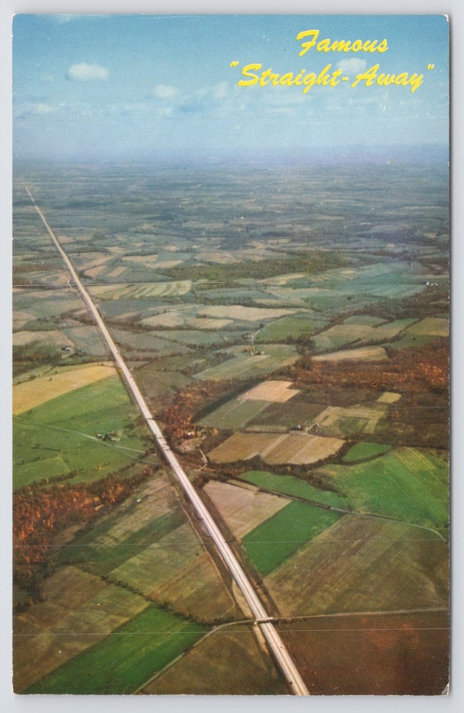Famous Straight Away~Aerial View~PA Turnpike Worlds Greatest Highway~Vintage PC