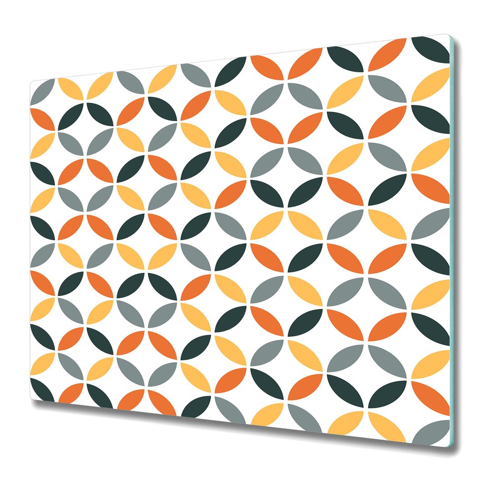 Glass Induction Ceramic Hob Cover Orange Geometric orange grey and white art