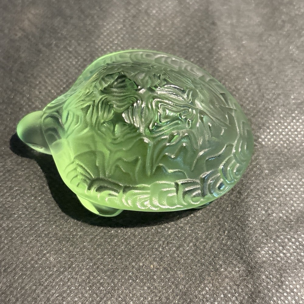 Lalique France Crystal Green Turtle