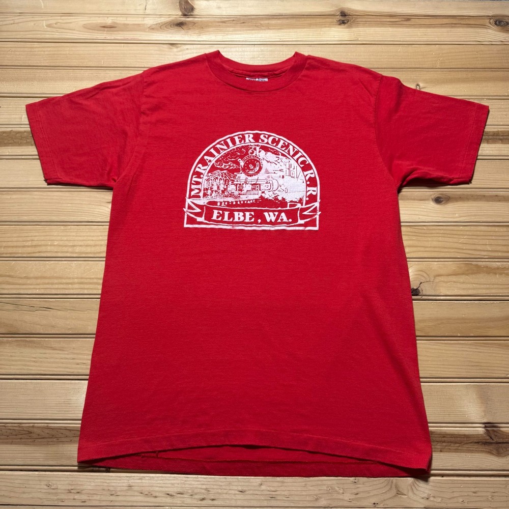 Vintage 80s Mt Rainier Scenic Railroad Train Elbe Washington T-Shirt - Large