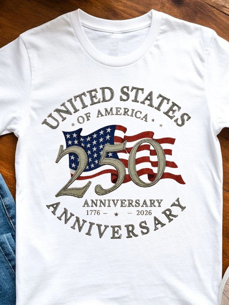 USA 250th Anniversary T Shirt 1776 2026 Flag Heritage Patriotic Graphic Tee