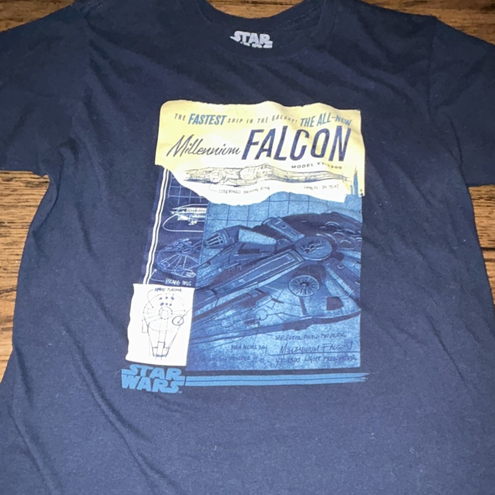 Star Wars Millennium Falcon Navy Blue Crew Neck Men's T-Shirt Size S
