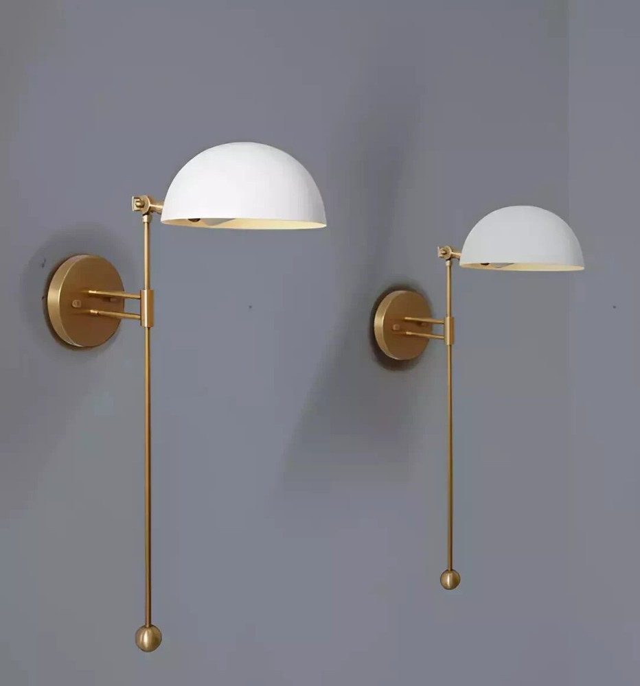 Handmade Raw Brass Wall Sconce | Articulated Shade Sputnik Bedside Wall Lamp