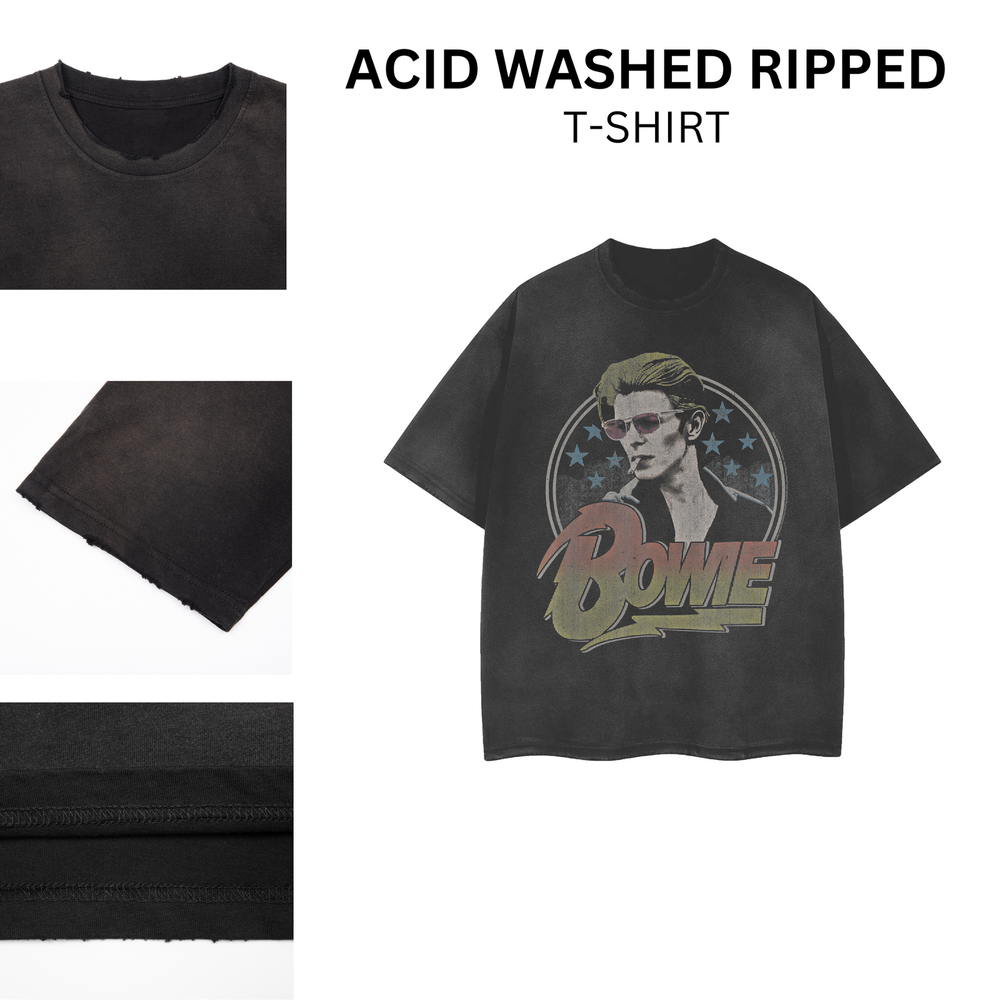 Vintage Acid Washed Ripped Rock Band Tee - Distressed Unisex T-Shirt 102051