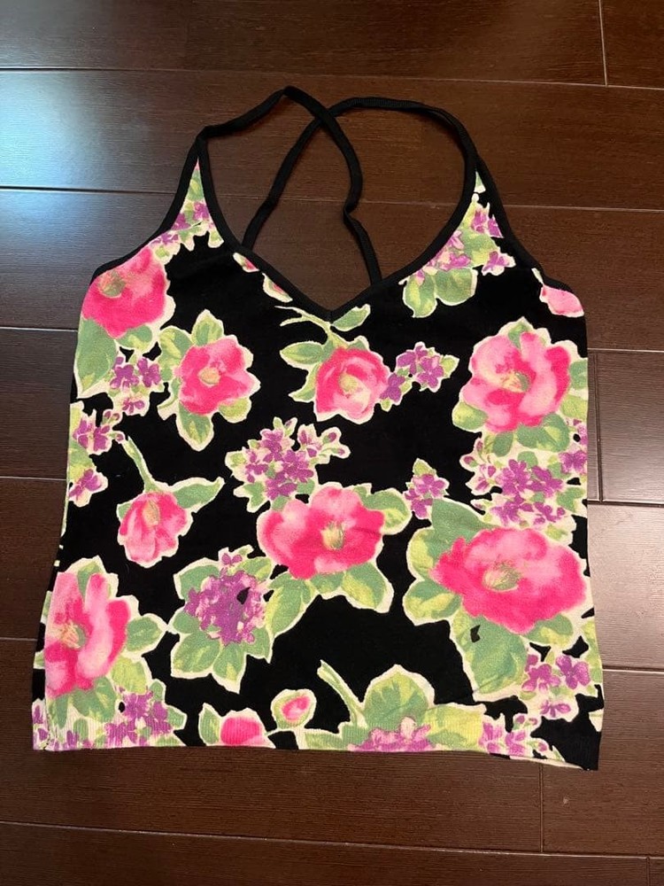Vintage Blugirl Blumarine Floral Camisole Cross Strap Y2K 90s S Stretch