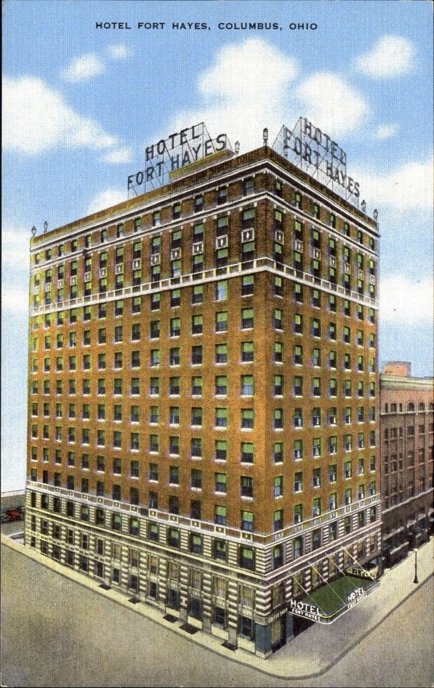 Hotel Fort Hayes Columbus Ohio OH ~ 1940s vintage postcard