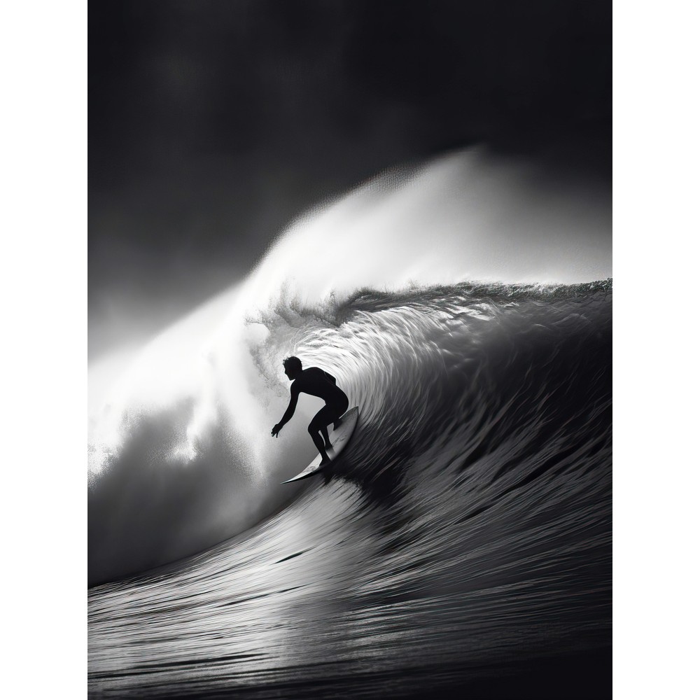 Surfer Riding a Big Wave Black and White Photo Huge Wall Art Poster Print Giant