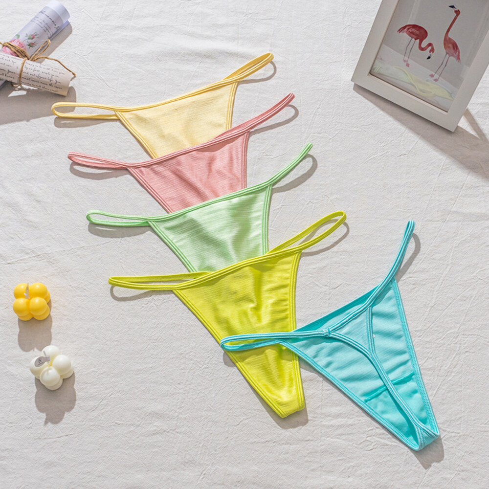 Women Low-Waist Briefs Underwear Sexy Panties Summer Color Cute G-String Thon