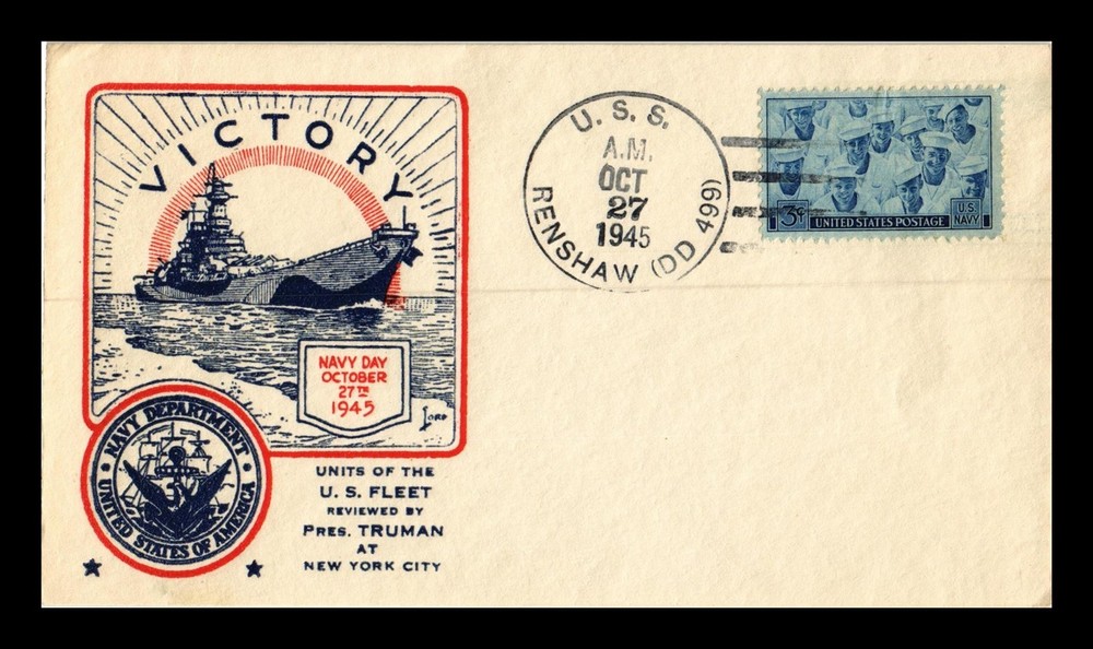 Dr Jim Stamps Us Cover Wwii Navy Fdc Scott 935 Thermographed Cachet Naval Cancel
