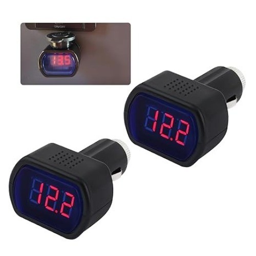 2PCS LED Cigarette Lighter Voltage Meter with Digital Display, 12V Color: 2PCS