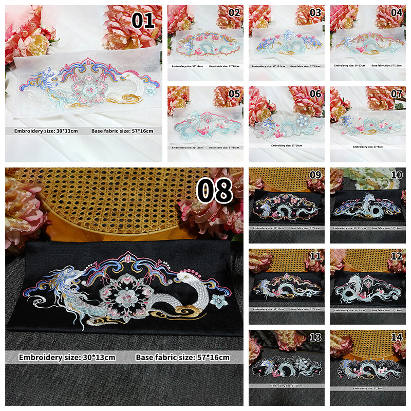 1pc Chinese Style Embroidered Patches Dragon Patch Hanfu DIY Sewing Accessories