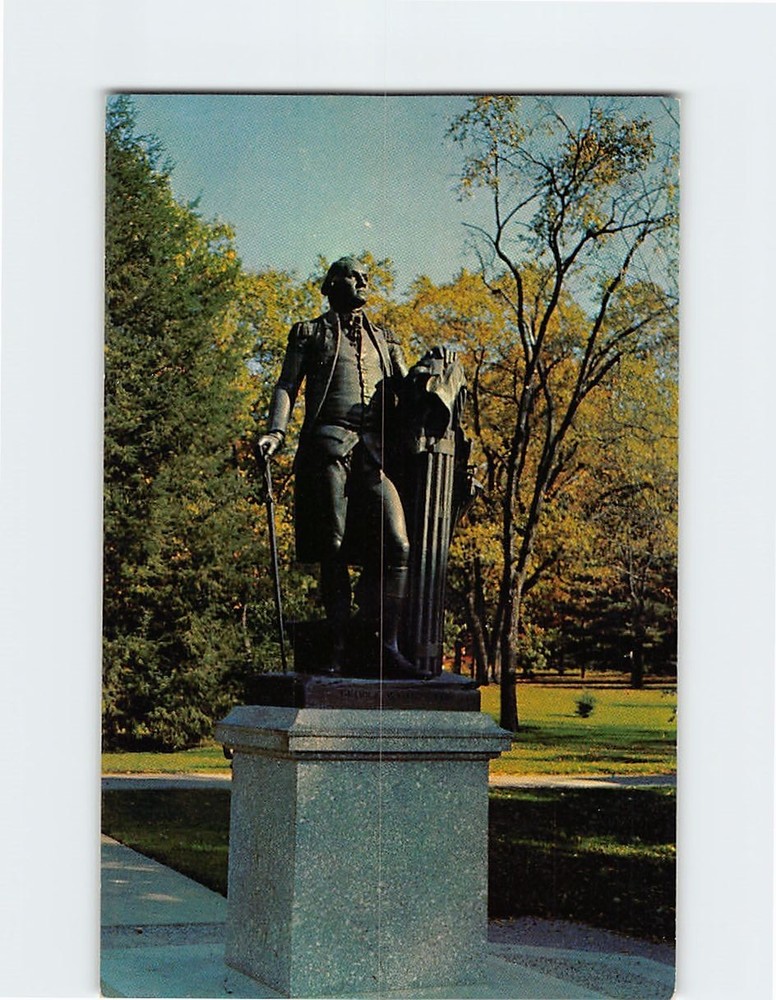 Postcard Statue of George Washington Valley Forge Pennsylvania USA