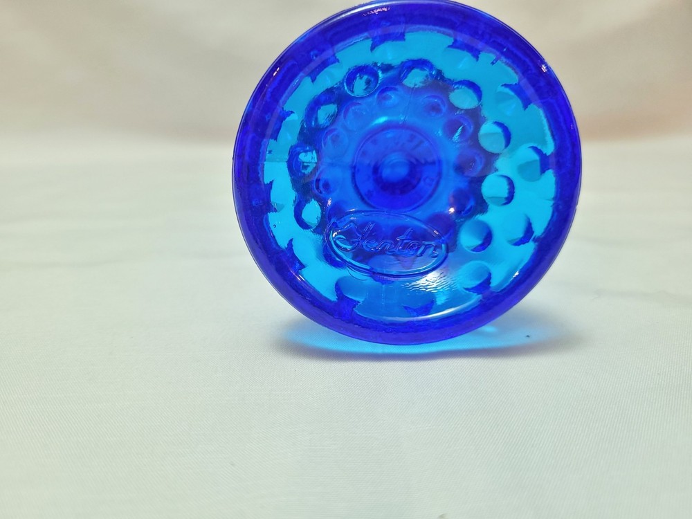 vintage Fenton Art Glass Colonial Blue hobnail swung bud vase.
