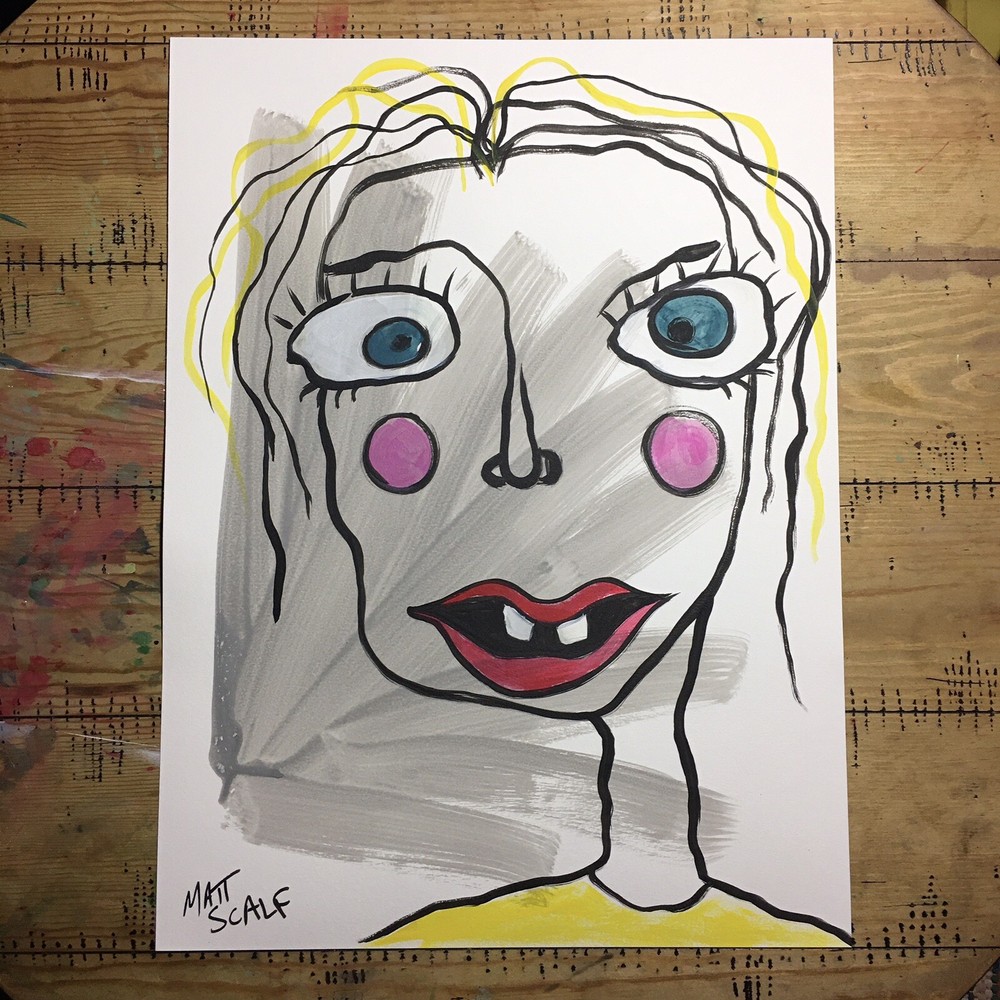 Matt Scalf 18x24 Abstract Face Street Art Graffiti Character Woman Collectible