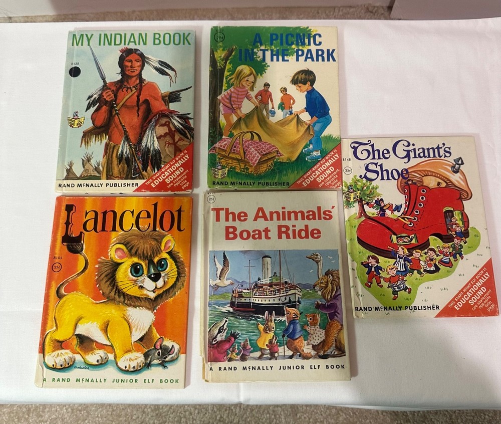 Set of 5 Vtg. 1960-70s Rand-McNally Junior Elf Illustrated Children's Book