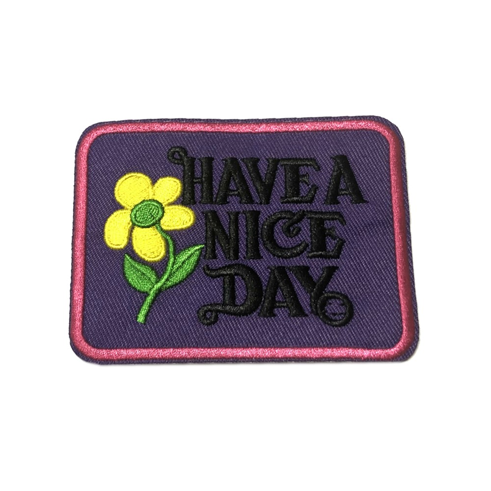 Have a Nice Day 70s hippie retro boho weed love applique iron-on patch purple