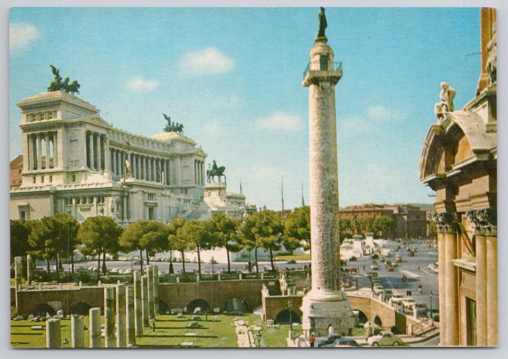 Rome Italy Altare della Patria Trajan's Column Vintage Kodak Ektachrome Postcard