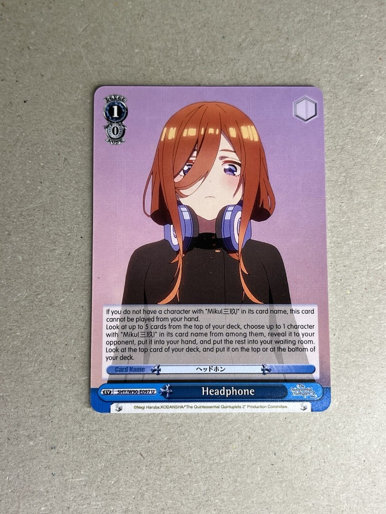 Weiss Schwarz The Quintessential Quintuplets 2 5HY/W90-E097 U Miku Nakano