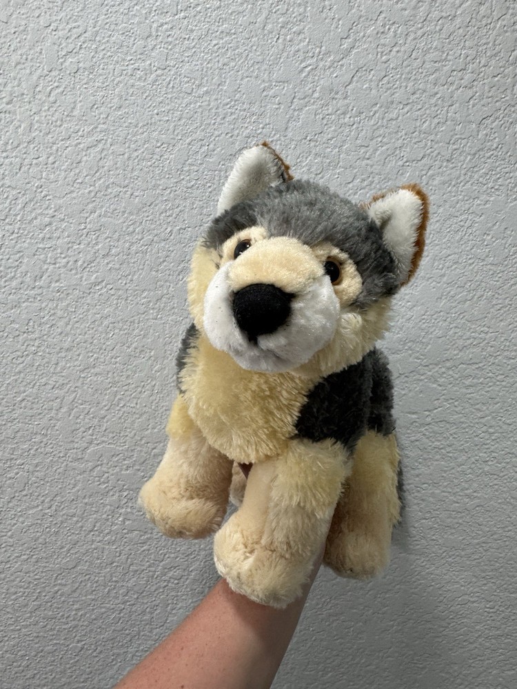 Aurora Plush Animal Tan and Gray Wolf Medium Size 10