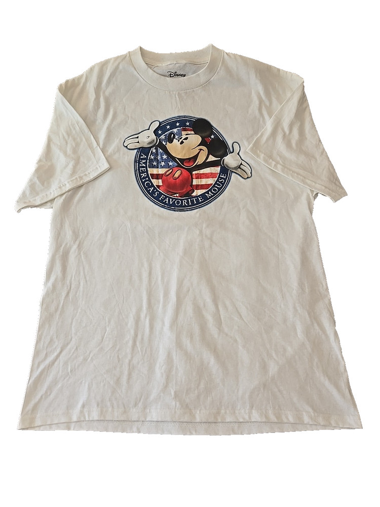 Vtg Disney Mickey Mouse T-Shirt Men’s L USA American Flag Graphic Patriotic Tee