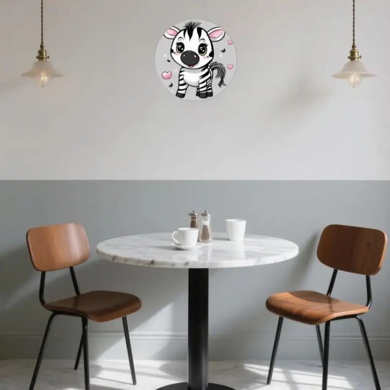 Cute Zebra Round Aluminum Oil Painting Home Seasonal