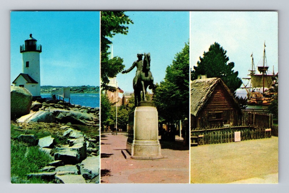 MA-Massachusetts Rock Bound Shore Mayflower II Plymouth Harbor Vintage Postcard